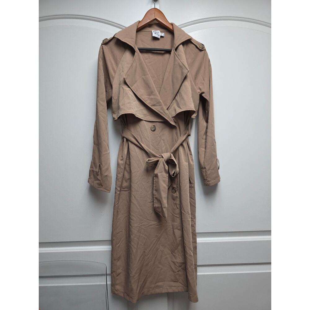 Princess Polly Cassie Trench Coat Double Breasted Wide Lapel Tie Cuffs Size 0